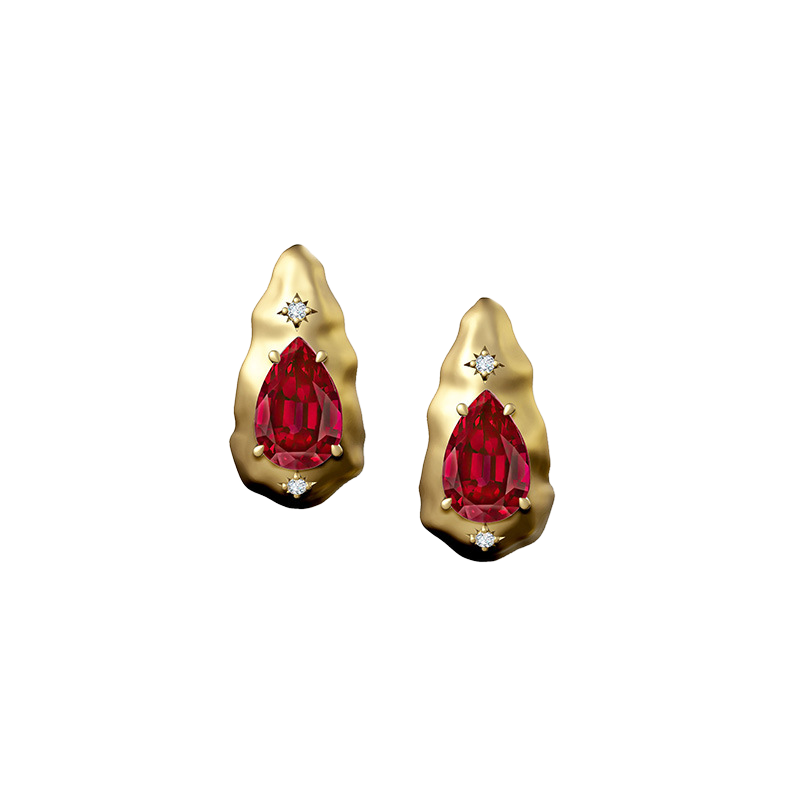 Evening Star Earrings in Ruby Red