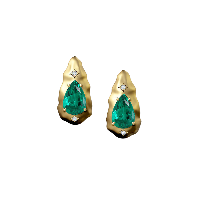 Evening Star Earrings in Emerald Green