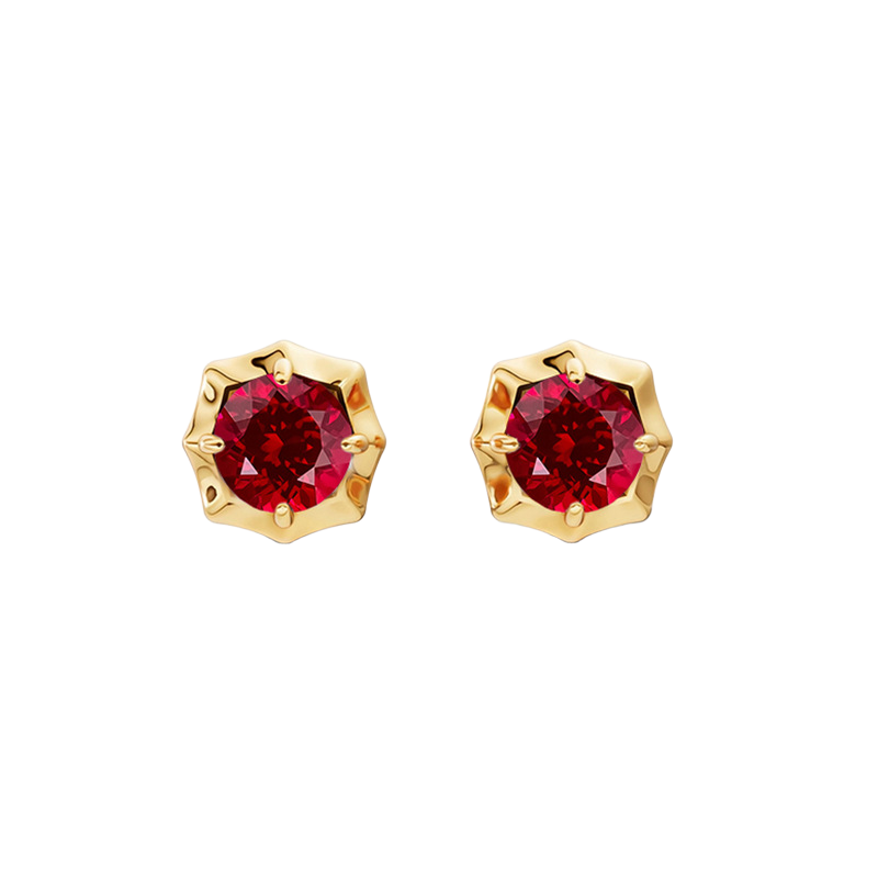 Petal & Thorn Earrings in Ruby Red Round