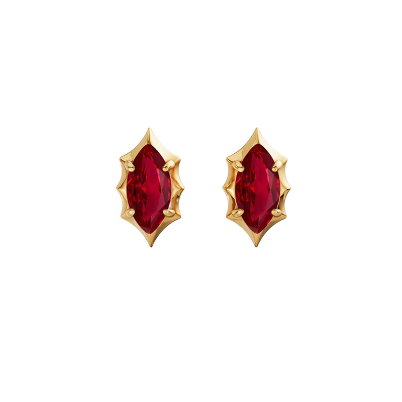 Petal & Thorn Earrings in Ruby Red Marquise
