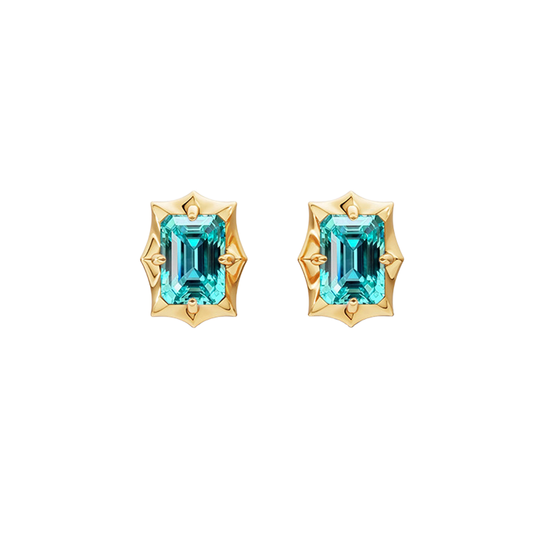 Petal & Thorn Earrings in Paraiba Blue Step-Cut