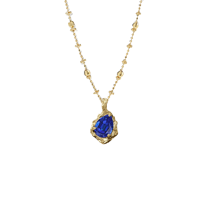 Forgotten Garden Necklace in Sapphire Blue Oval