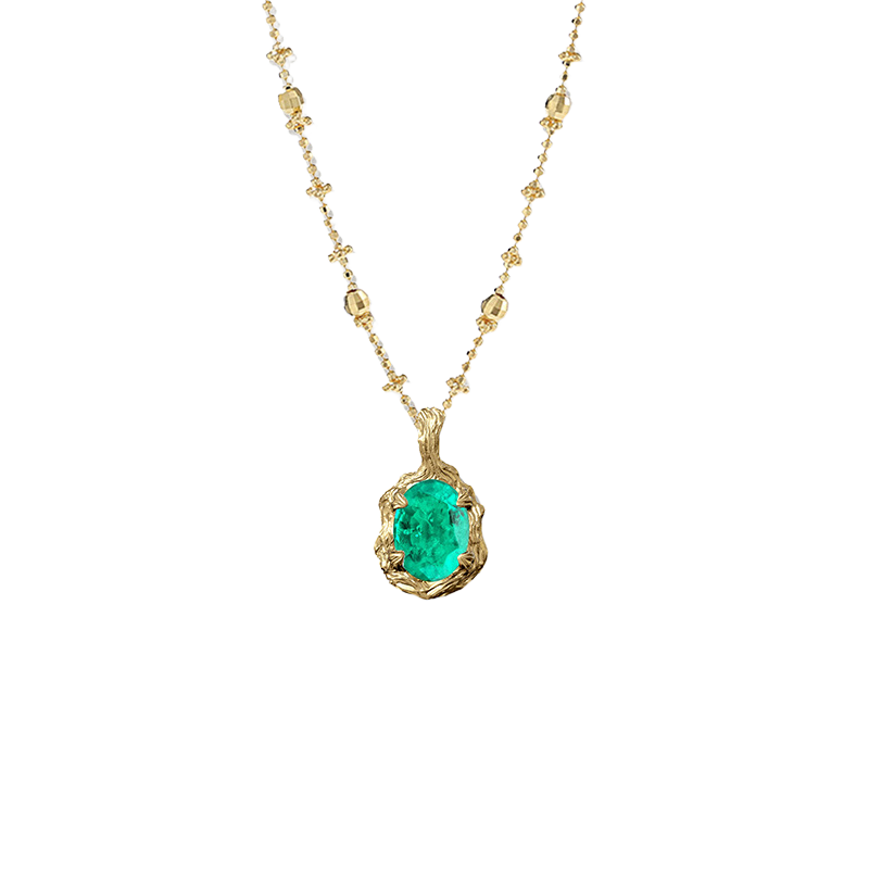Forgotten Garden Necklace in Verdant Green Oval