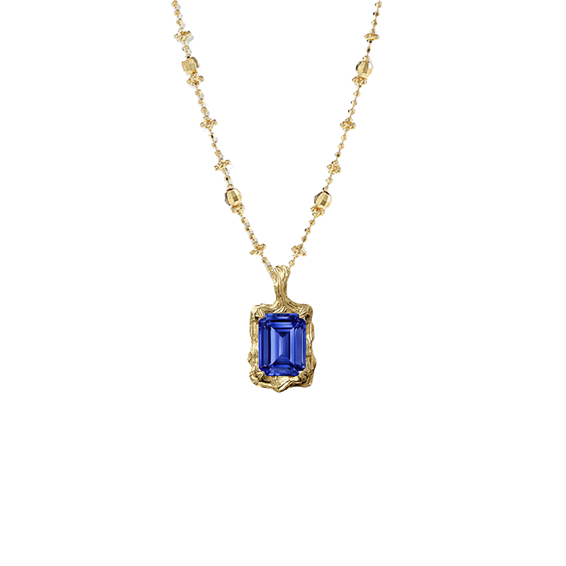 Forgotten Garden Necklace in Sapphire Blue Step-Cut
