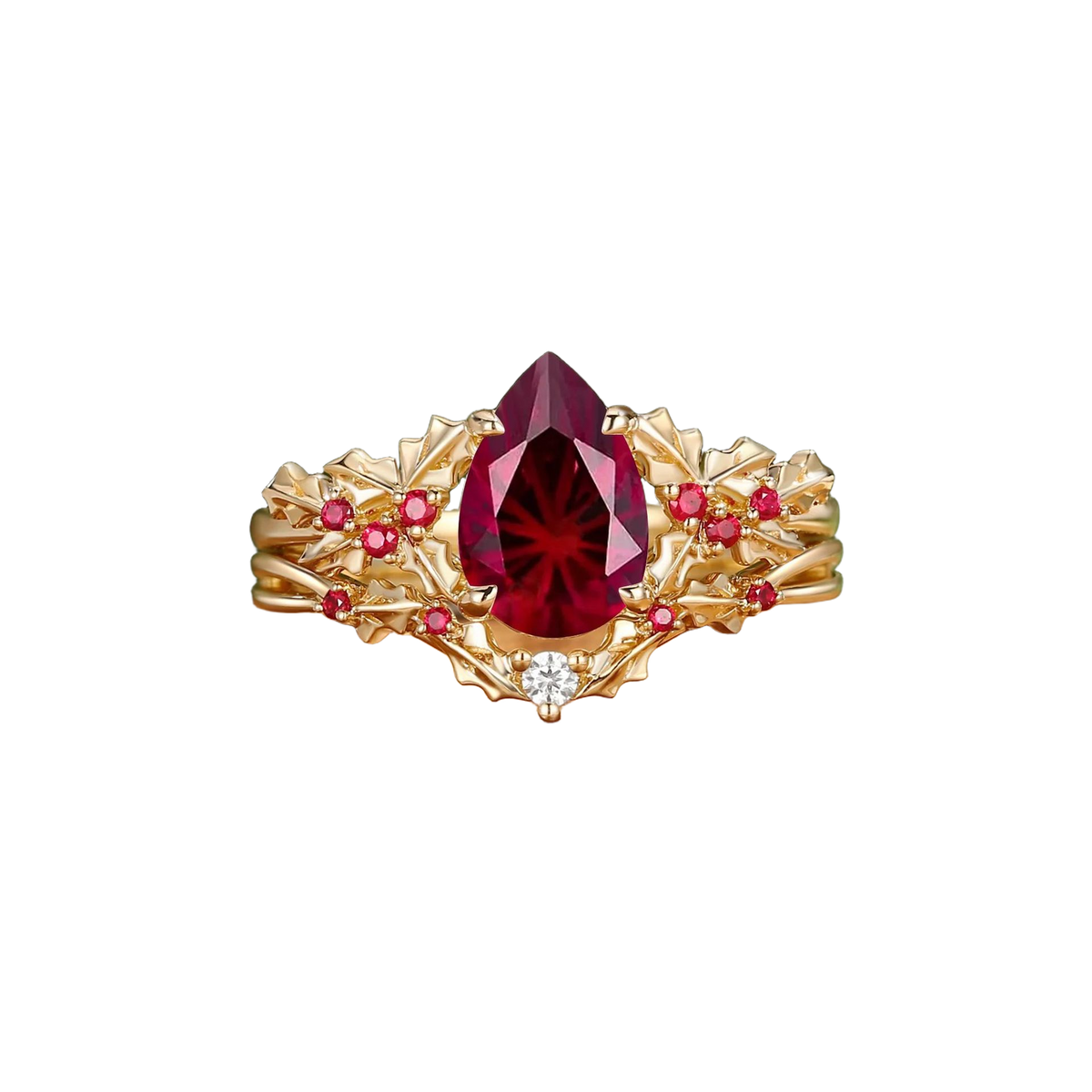 Winter Holly Ring in Ruby Red