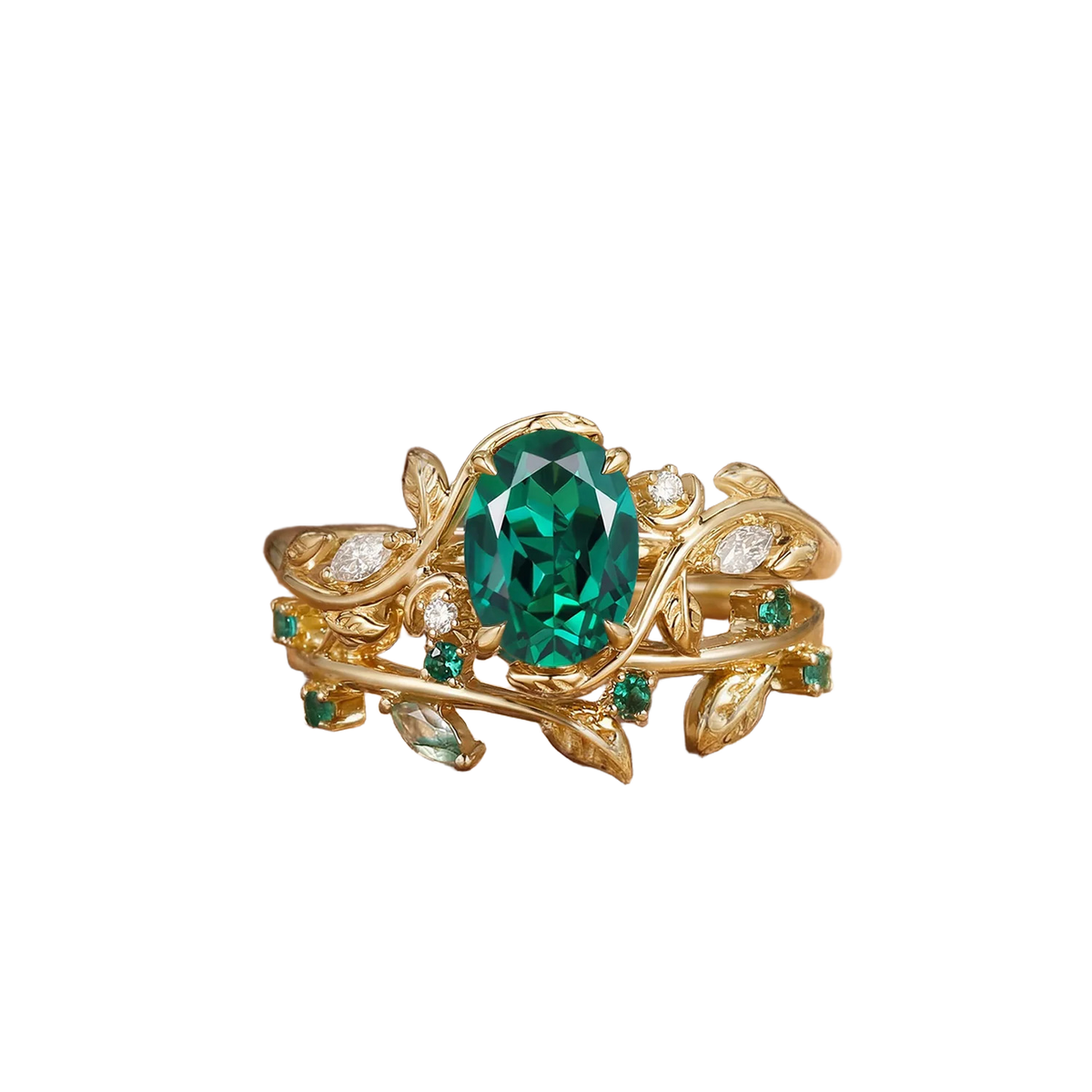 Wonderland Rose Ring in Emerald Green