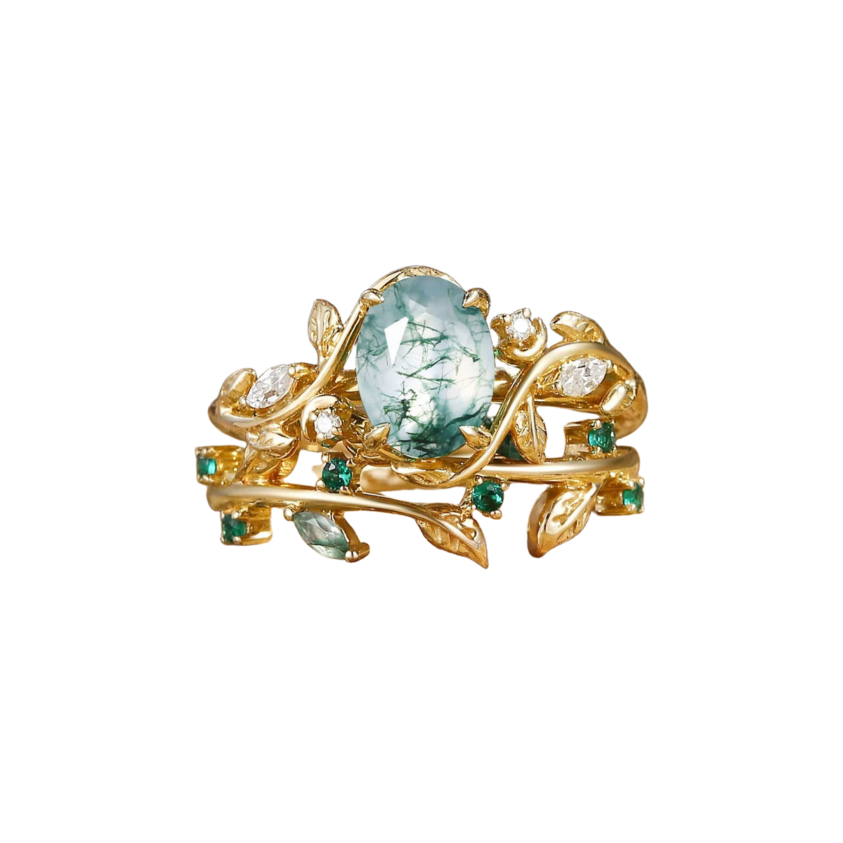 Wonderland Rose Ring in Moss Green