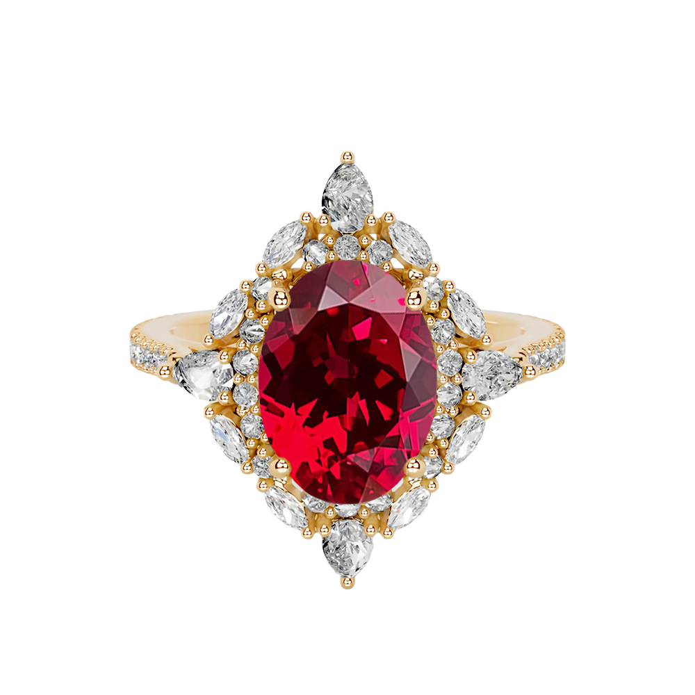 Sunlit Garden Ring in Ruby Red
