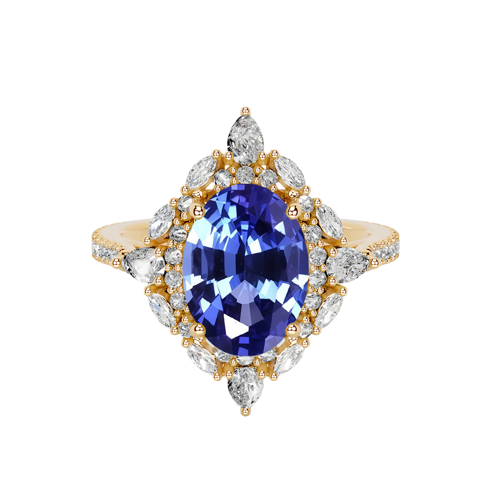 Sunlit Garden Ring in Sapphire Blue