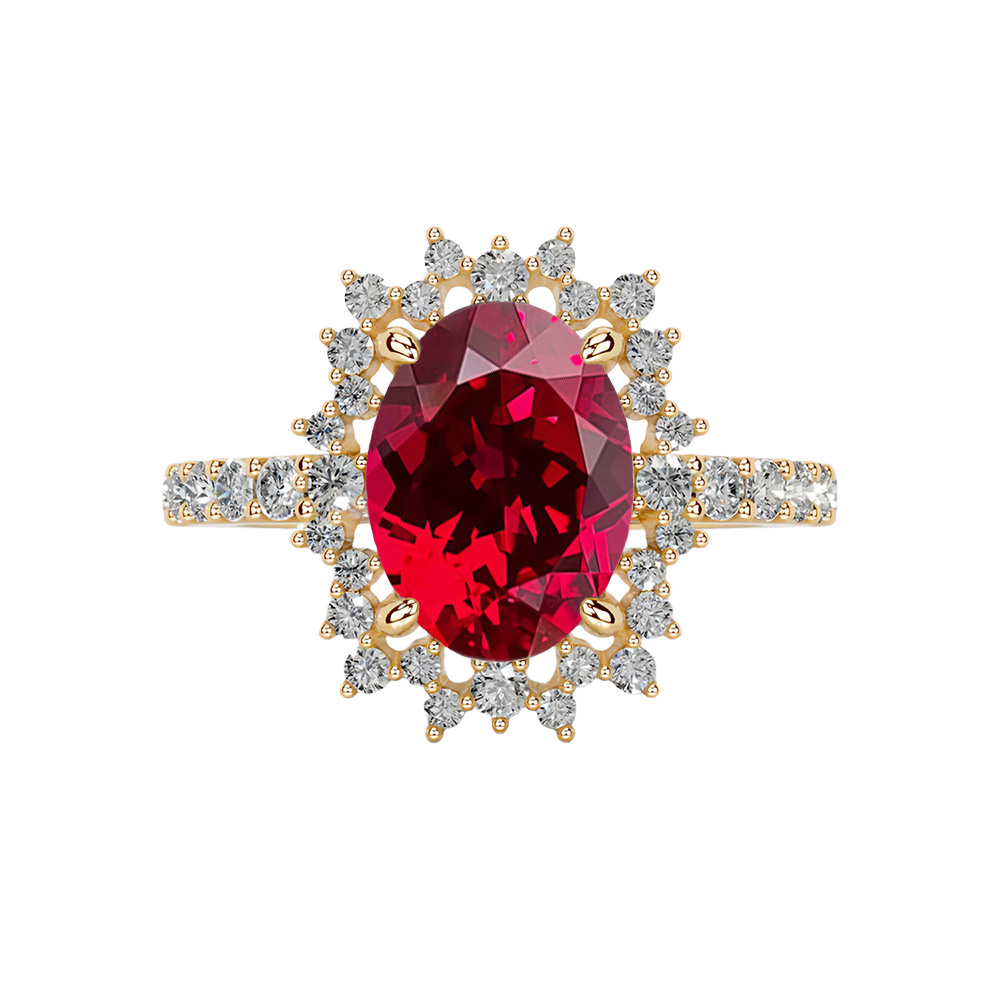Rose Window Ring in Ruby Red
