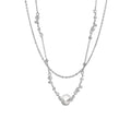 Pearl Heart Layered Necklace in Silver and White