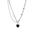 Midnight Heart Necklace in Silver and Black