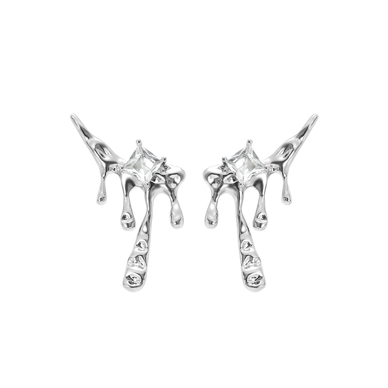 Liquid Silver Drop Earrings in Silver