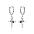 Midnight Cross Hoop Earrings in Silver and Black