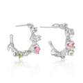 Garden Reverie Earrings in Silver and Pink and Green