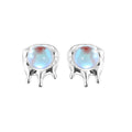Blue Opal Glow Stud Earrings in Silver and Blue