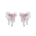 Pink Butterfly Earrings in Silver and Pink