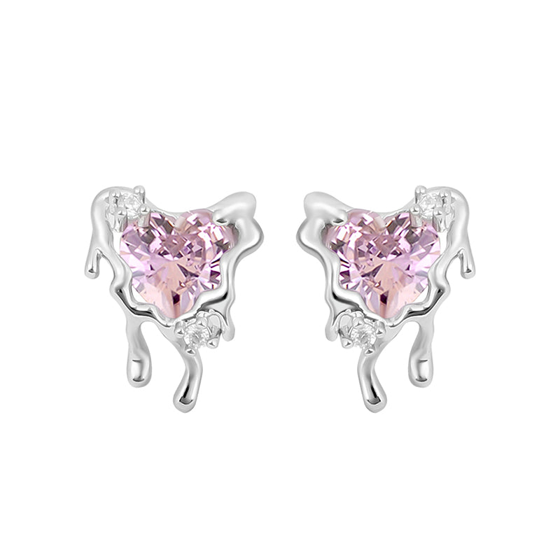 Pink Butterfly Earrings in Silver and Pink