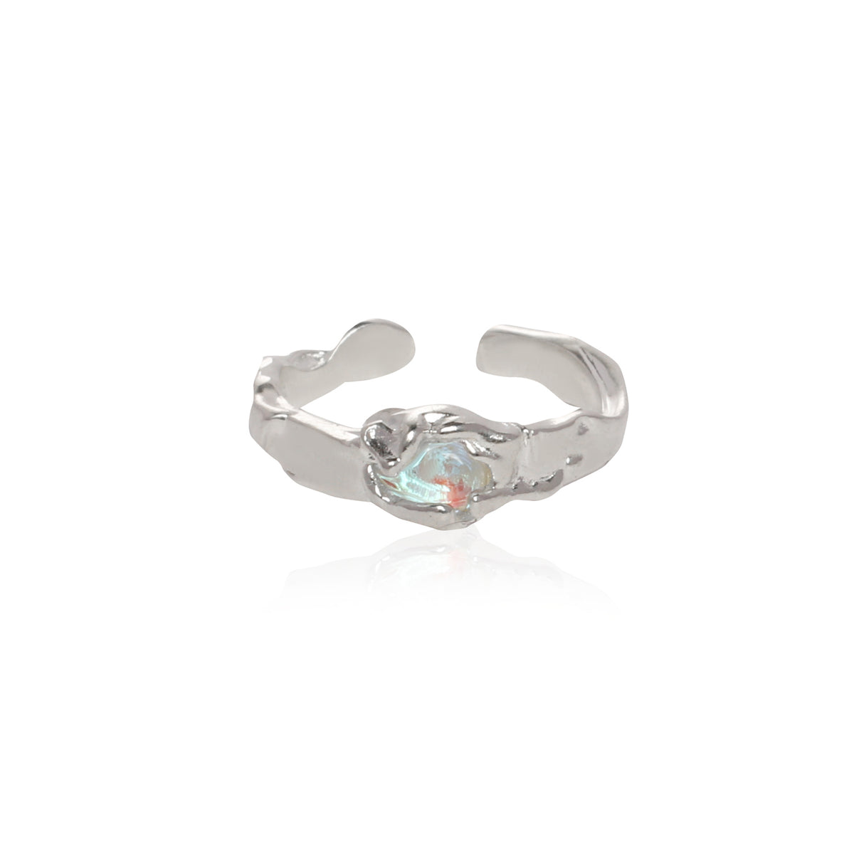 Aqua Current Ring in Silver and Blue