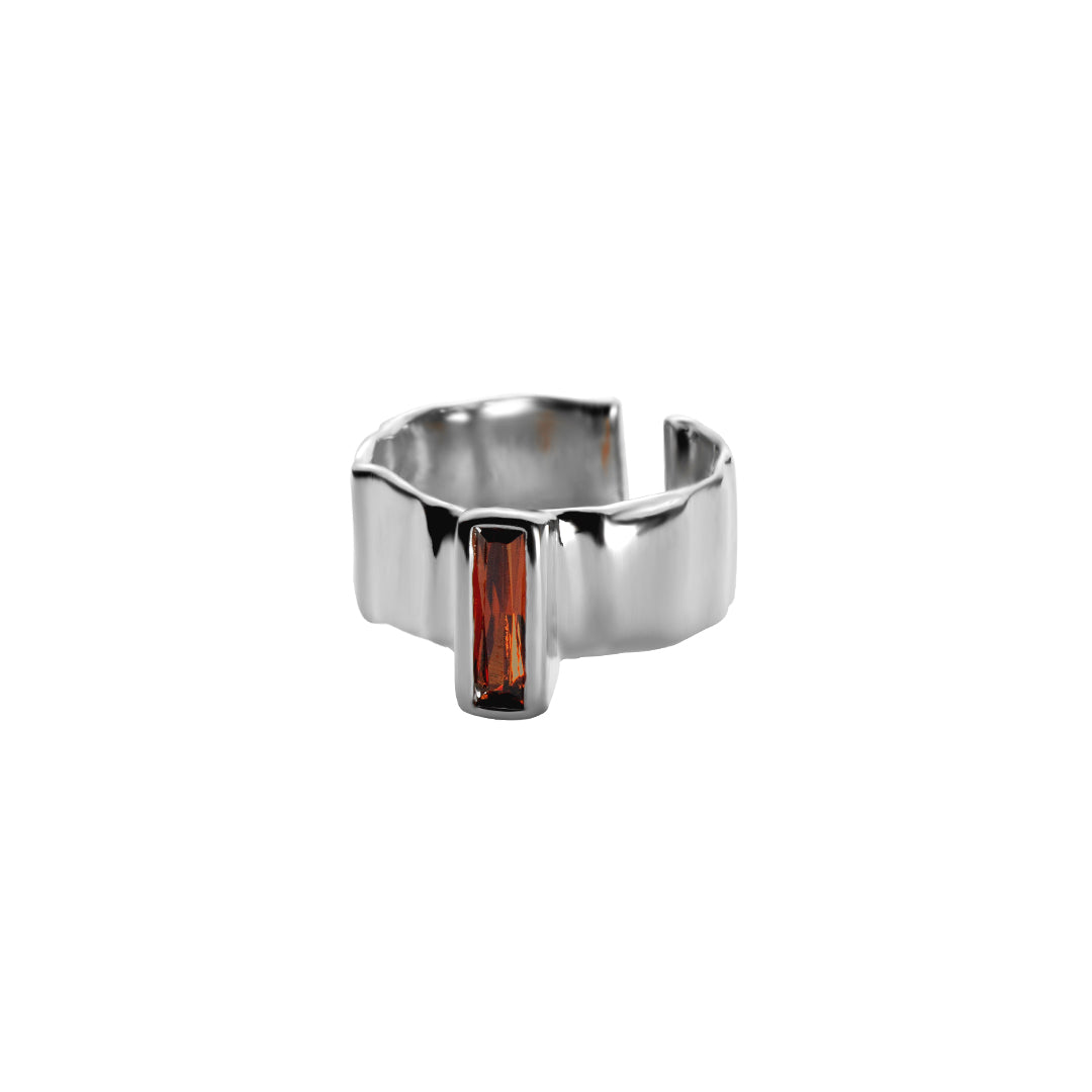 Amber Window Ring in Silver and Brown