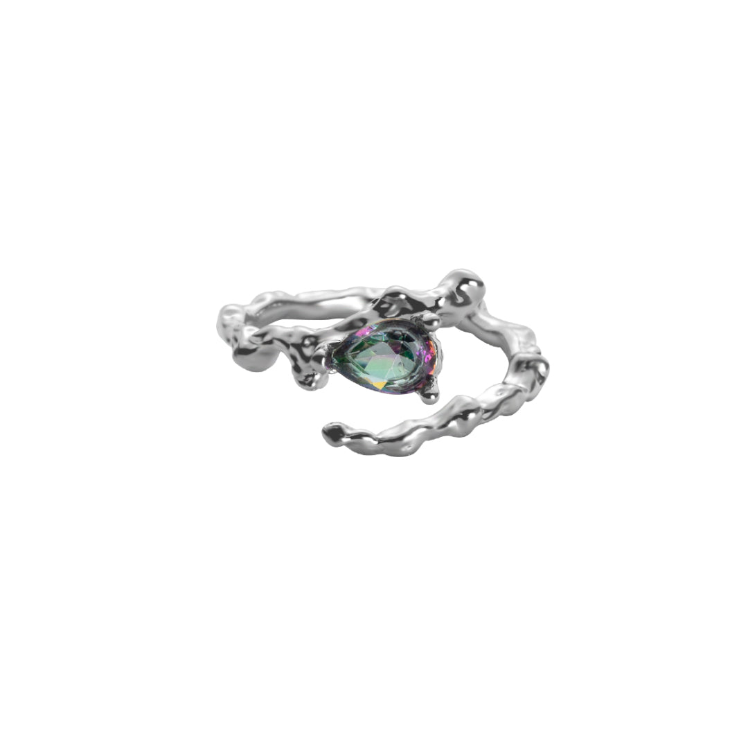 Midnight Iridescence Ring in Silver and Black