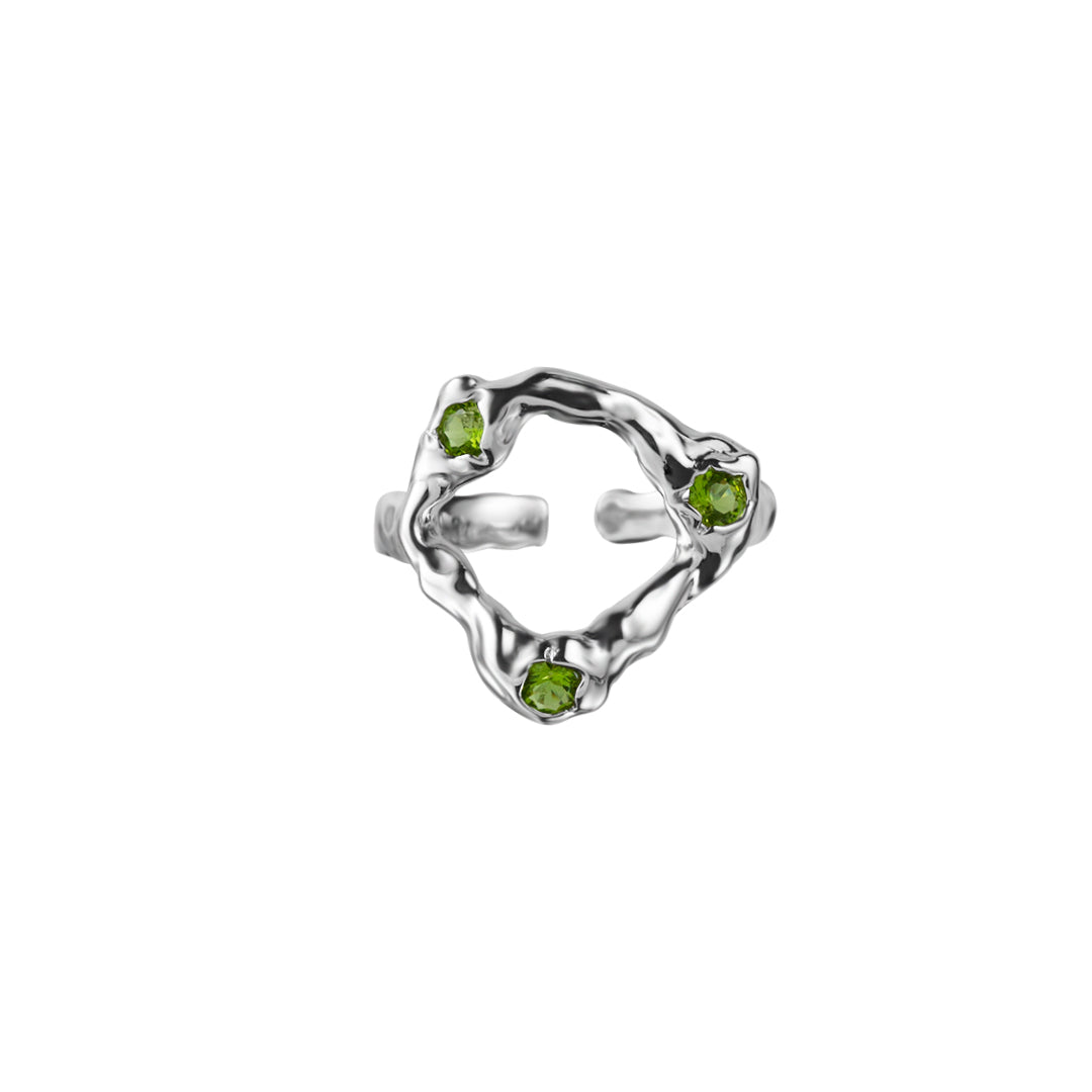 Verdant Sculpture Ring in Silver and Green