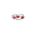 Red Rose Ring in Silver and Red