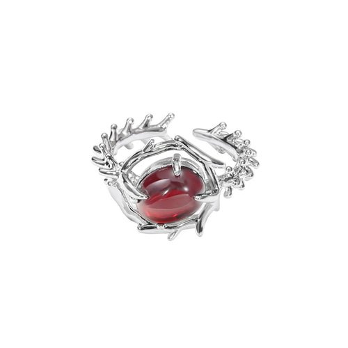 Crimson Embrace Ring in Silver and Red