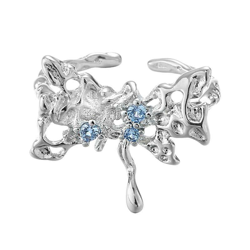 Blue Blossom Ring in Silver and Blue