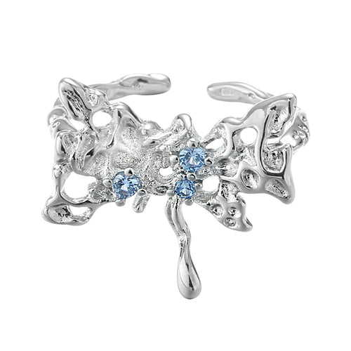 Blue Blossom Ring in Silver and Blue