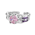 Twilight Petal Ring in Silver and Pink and Purple