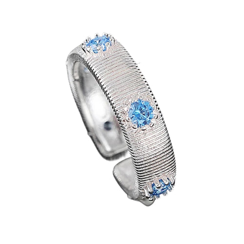 Blue Flower Band in Silver and Blue