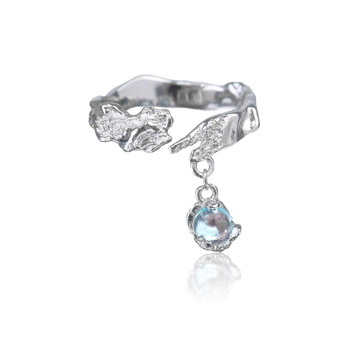 Aqua Drop Ring in Silver and Blue