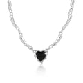 Black Heart Pendant Necklace in Silver and Black