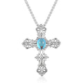 Turquoise Cross Necklace in Silver and Blue